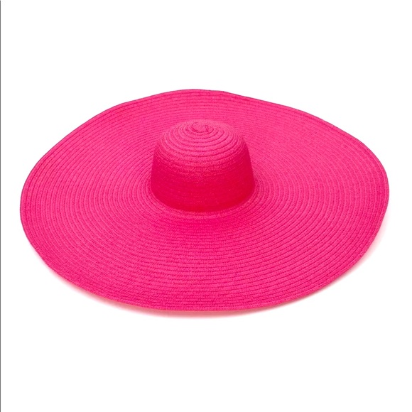 Hot Diva Summer Fuschia Oversized 🏖 Straw Hat Sun - Picture 2 of 5